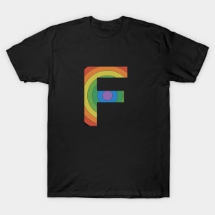 Retro Rainbow 'F' Sticker T-Shirt